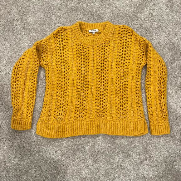 Madewell Womens Mustard Chunky Knit Crewneck Sweater Size Small‎ - Picture 6 of 10